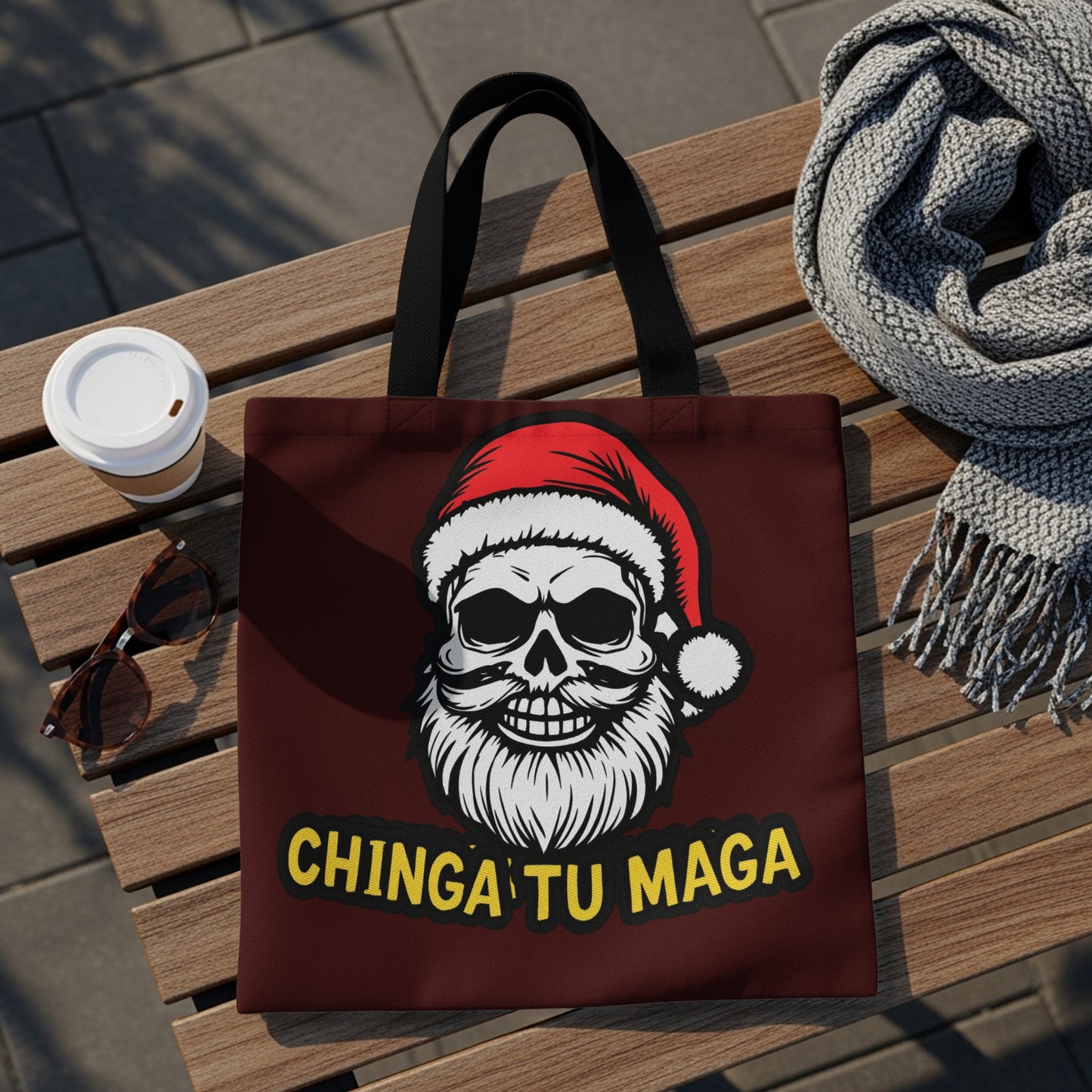 Santa Skull Graphic Design Tote Bag