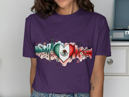 Mexican Heartbeat Design on Purple T-Shirt product