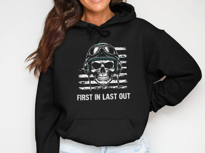 First In Last Out Skull Graphic Hoodie