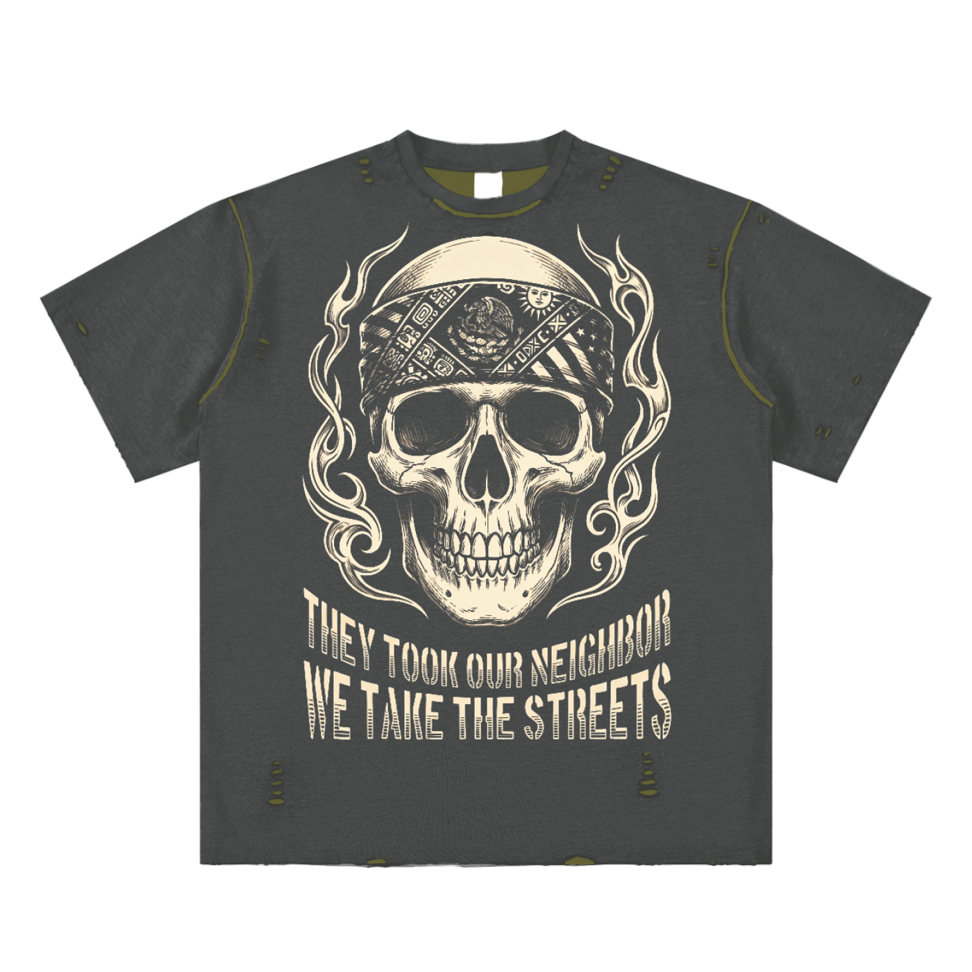 Pro Immigrant Resist Tee Hand-frayed Reversible T-shirt