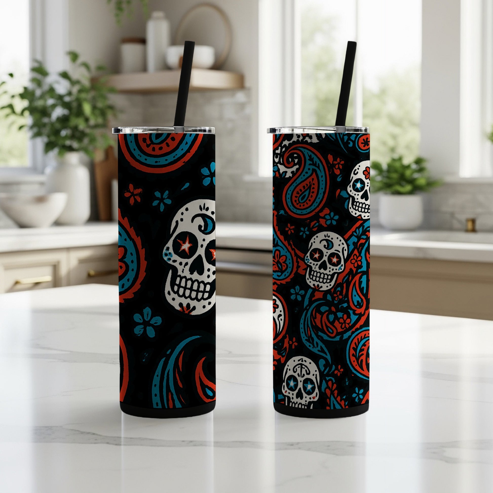 Colorful Paisley and Skull Pattern Tumbler product type