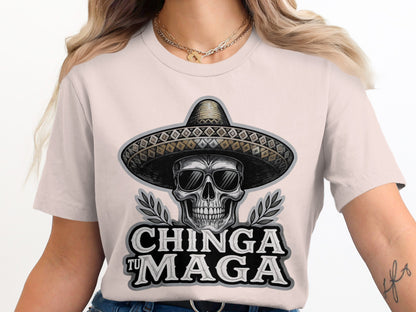 Chinga Tu Maga Skull Sombrero Design T-shirt product