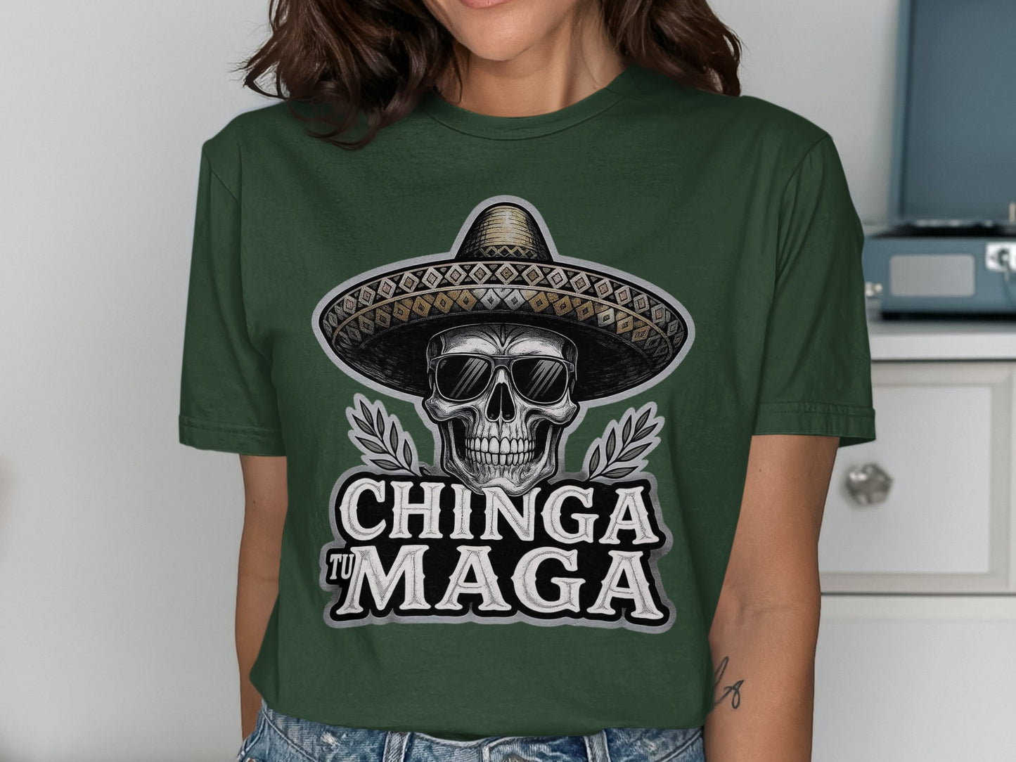 Chinga Tu Maga Skull Design T-Shirt product