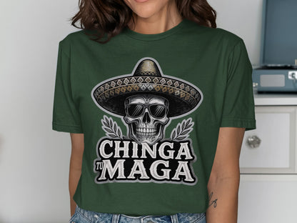 Chinga Tu Maga Skull Design T-Shirt product