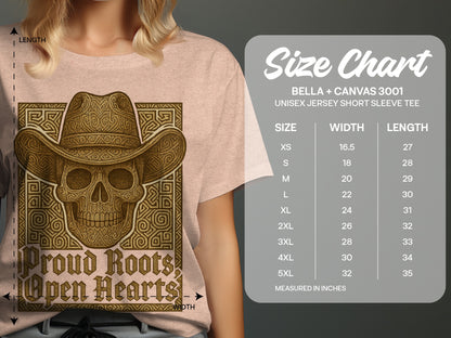 Skull with Cowboy Hat Proud Roots Open Hearts Design