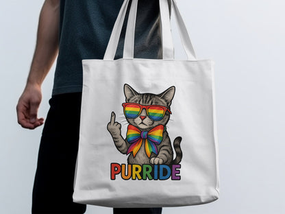 Colorful Rainbow Cat Purride Tote Bag product type