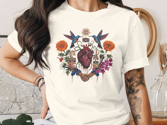 Heart Hummingbirds Floral Sun Aztec Handshake product type