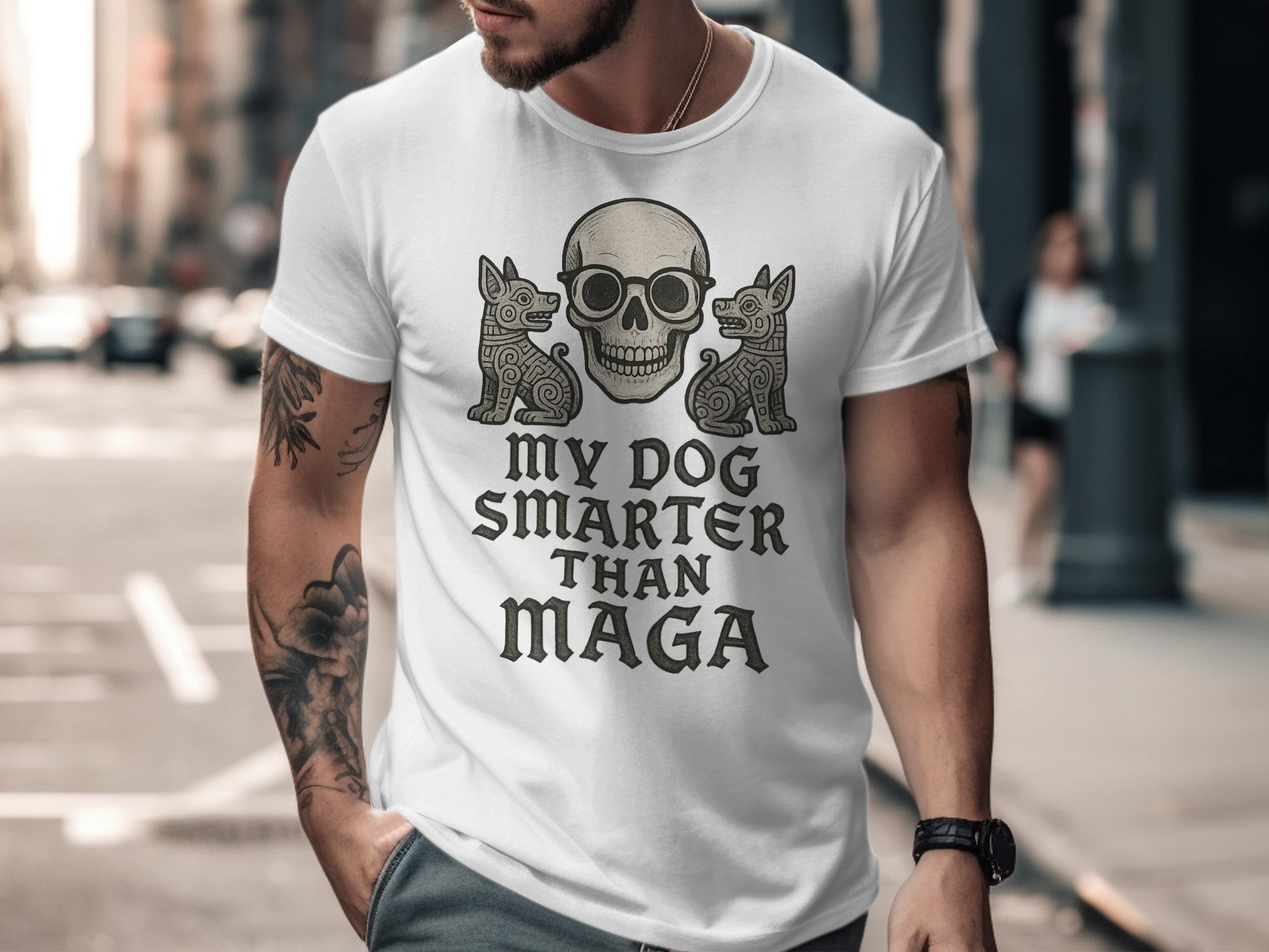 My Dog Smarter Than MAGA Skull T-Shirt