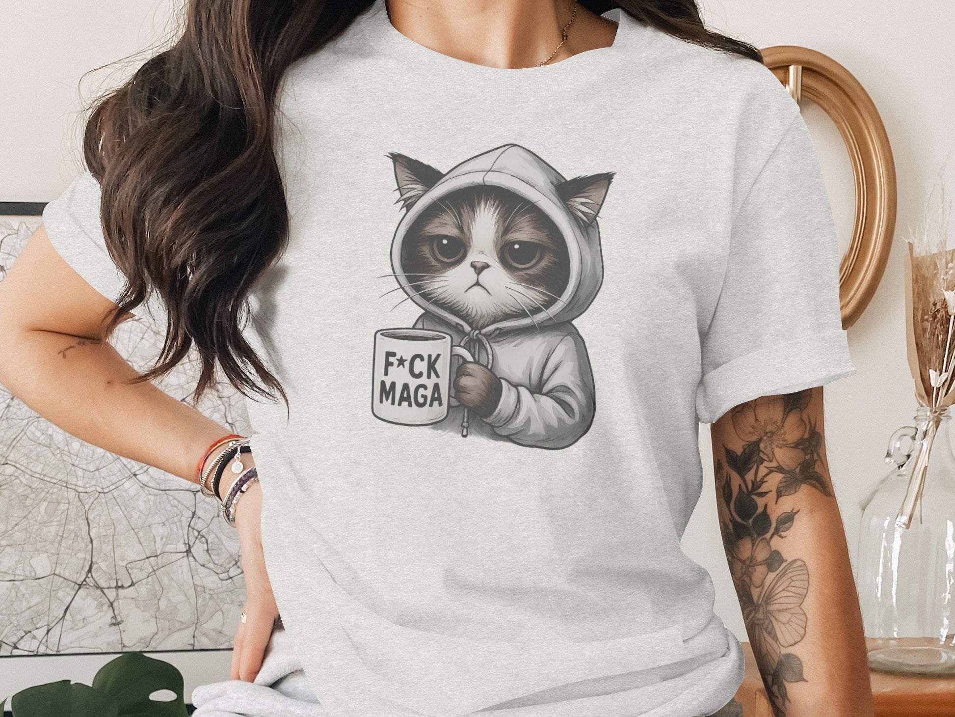 Cat With Hoodie Illustration and Coffee Mug product