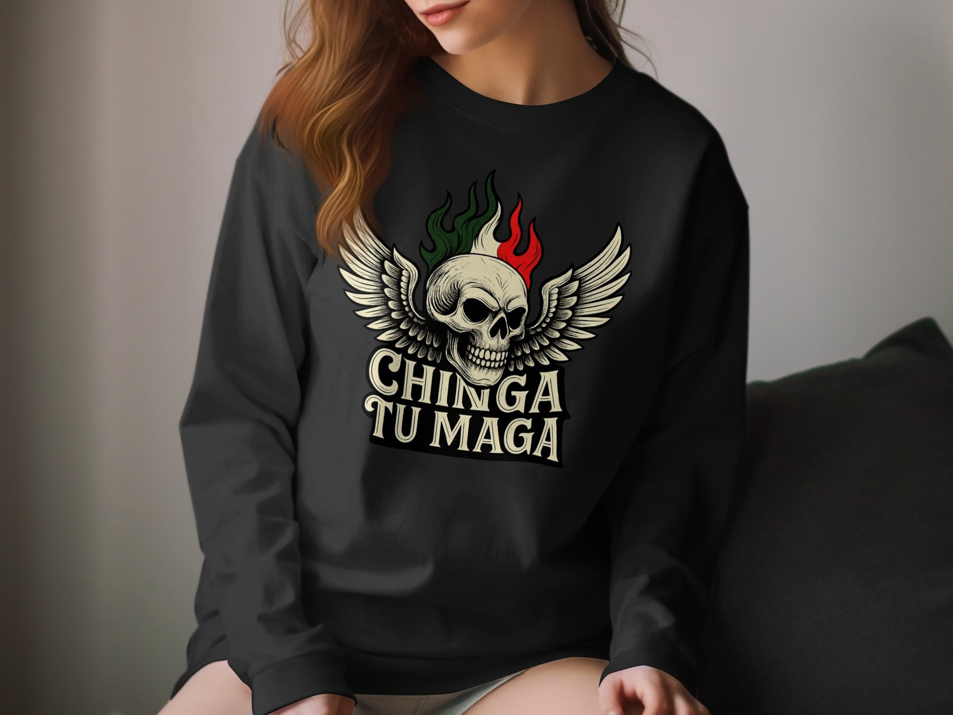 Skull with Wings Chingga Tu Maga Sweatshirt