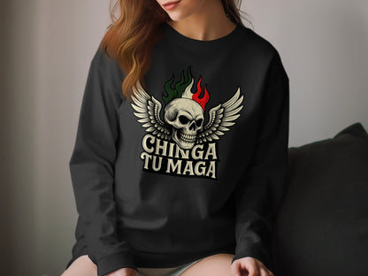 Skull with Wings Chingga Tu Maga Sweatshirt
