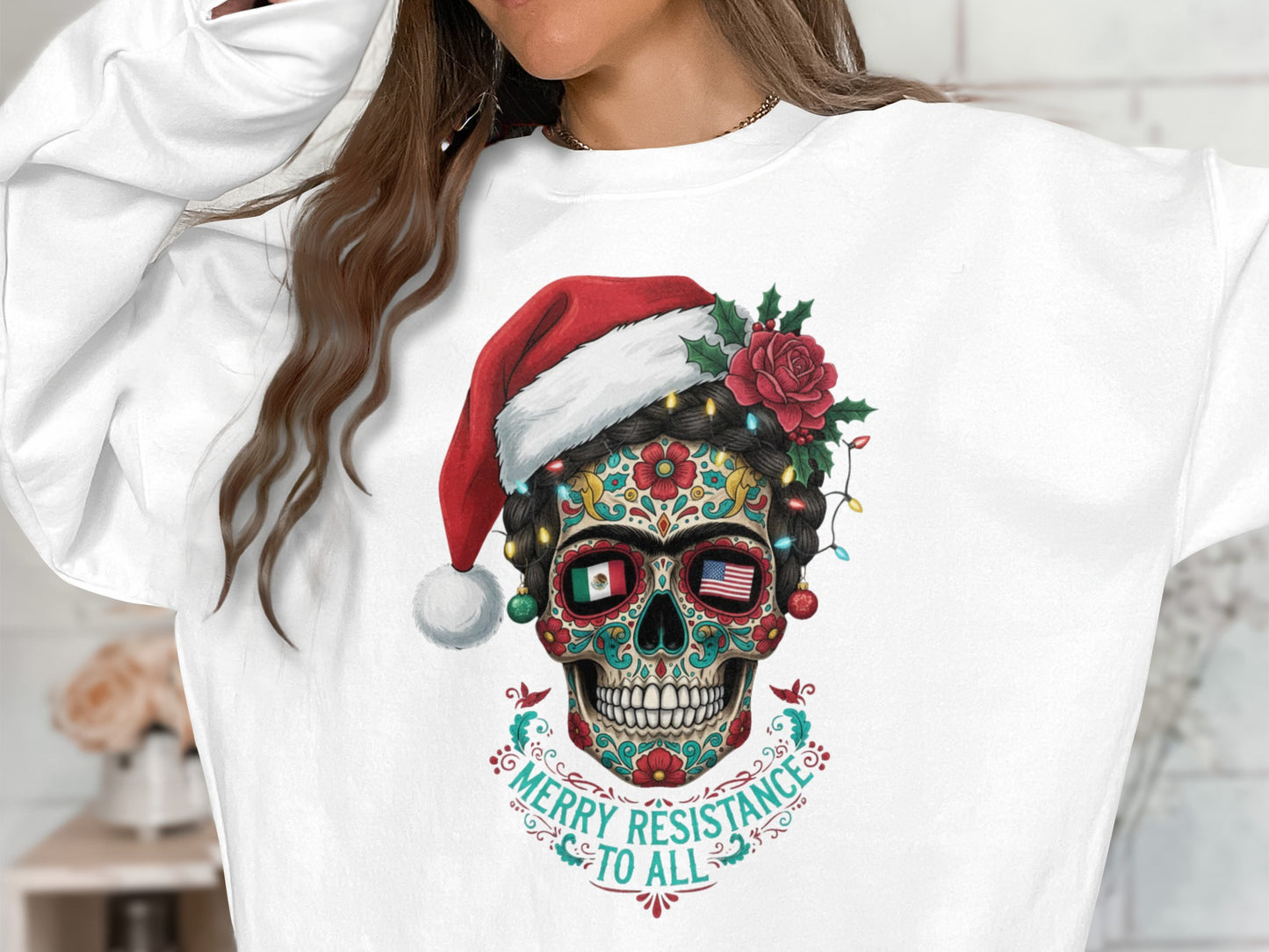 Merry Resistance to All Santa Skull Sweatshirt