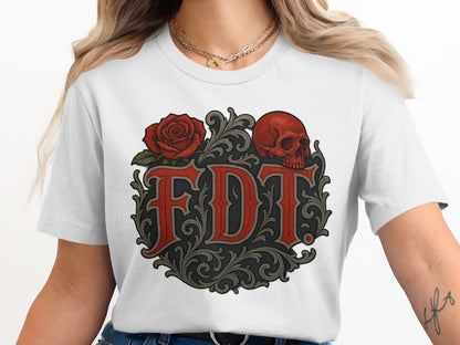 FDT Skull and Rose Graphic White Shirt product
