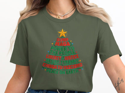Anti-Fascism Christmas Tree Design Shirt