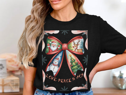 Christmas Themed Love Peace and Joy Graphic T-Shirt