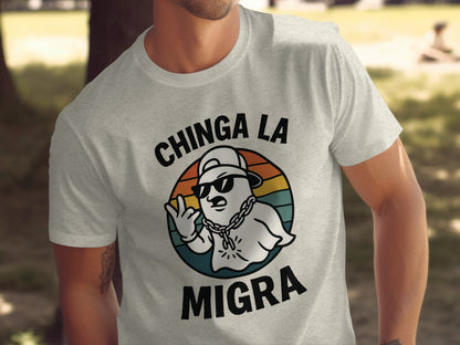 Chinga La Migra Graphic Peace Sign T-Shirt product type