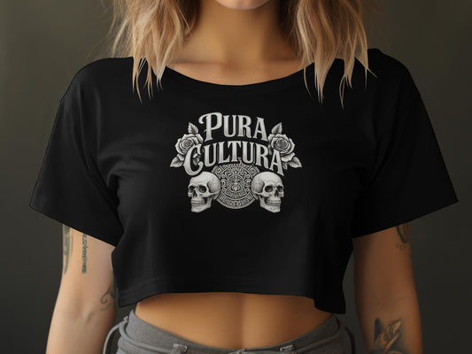 Pura Cultura Skull Rose Design Cropped Top product