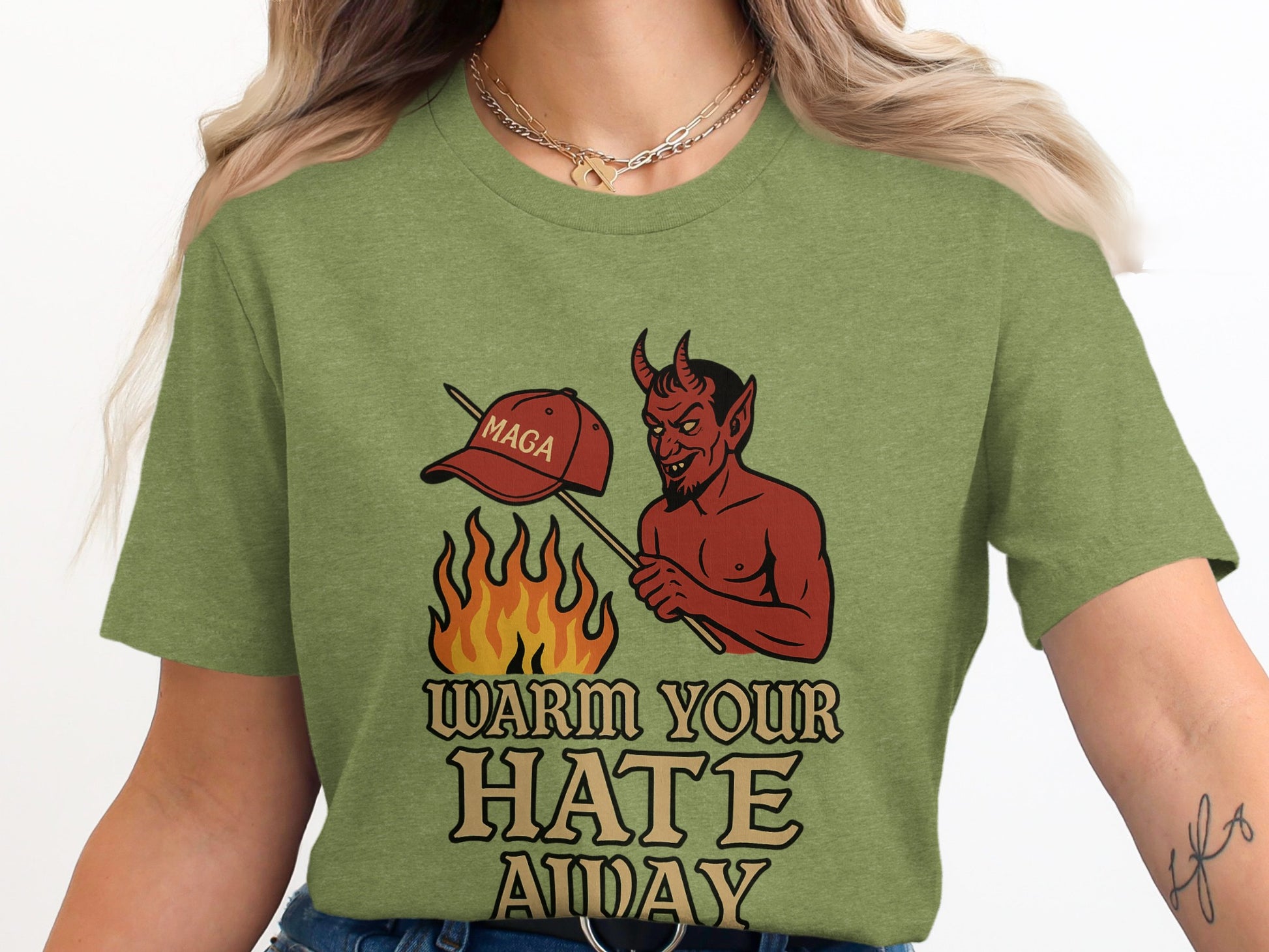Warm Your Hate Away Devil Graphic T-shirt product