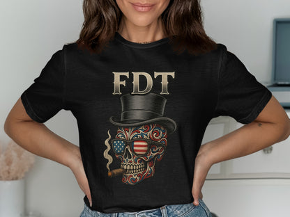 Skull with American Flag Sunglasses Graphic T-Shirt product