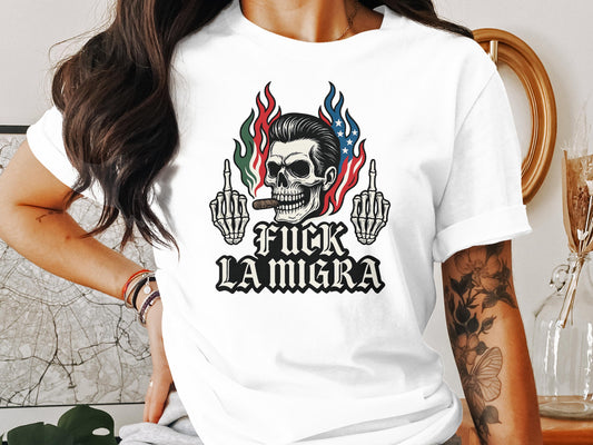 Edgy Skull Graphic Fuck La Migra Statement product type