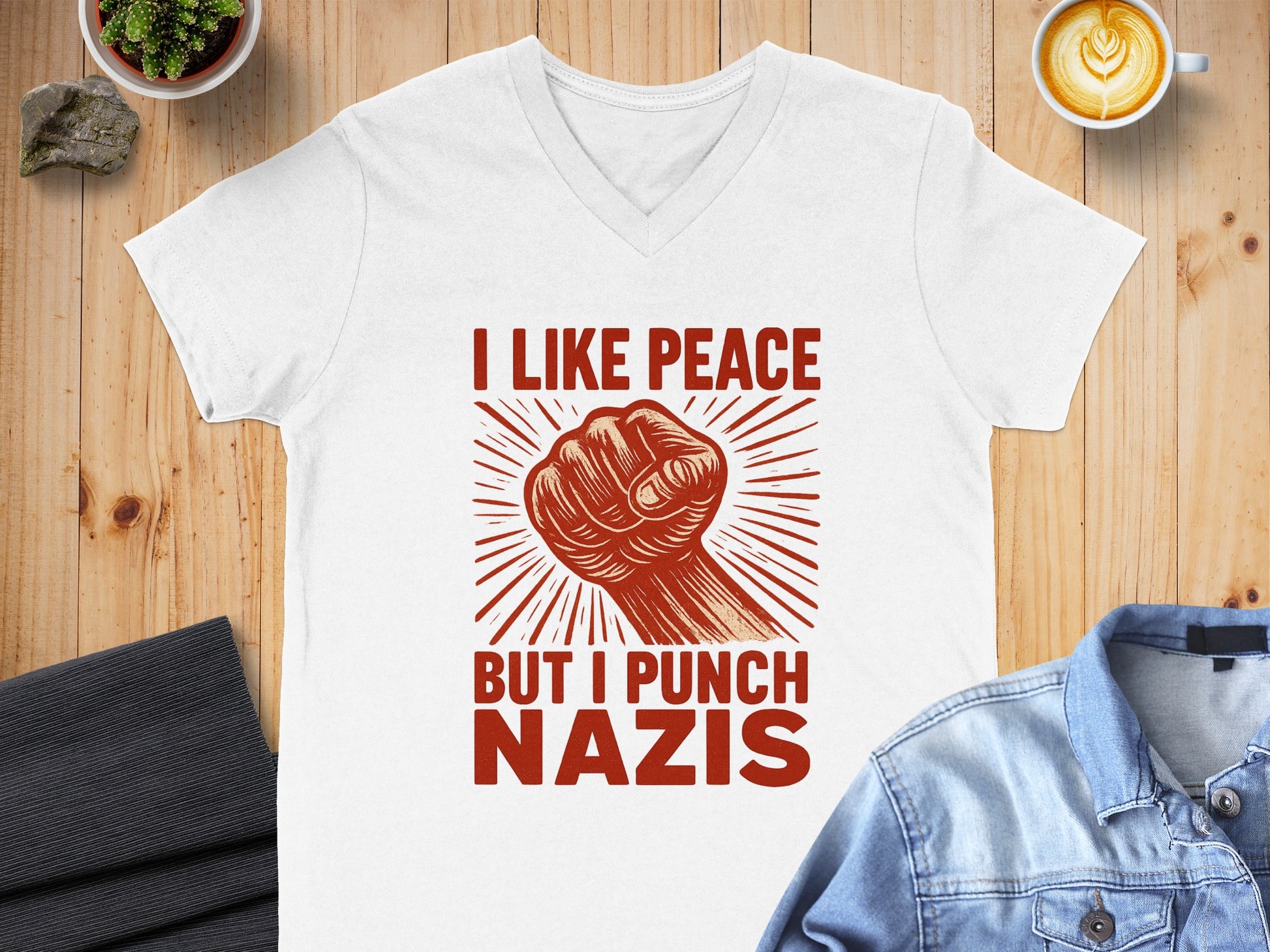 I Like Peace But I Punch Nazis Graphic T-Shirt
