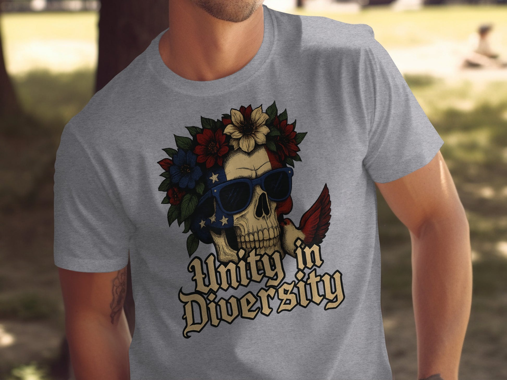 Unity in Diversity Skull with Sunglasses T-shirt