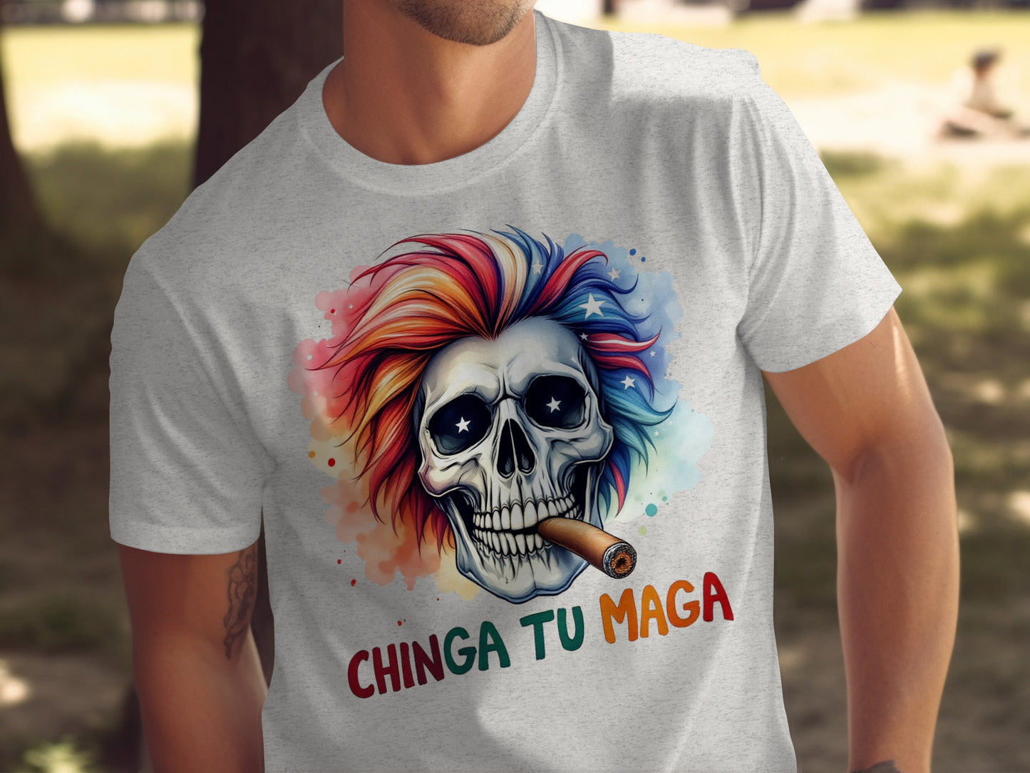 Colorful Skull with Rainbow Hair Graphic Shirt product