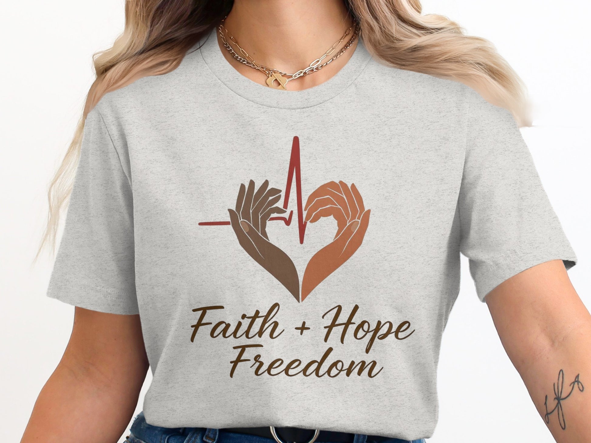 Faith Hope Freedom Heartbeat Print Shirt product