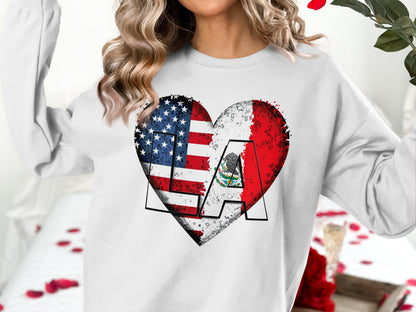 American Flag and El Salvador Flag Heart Print product