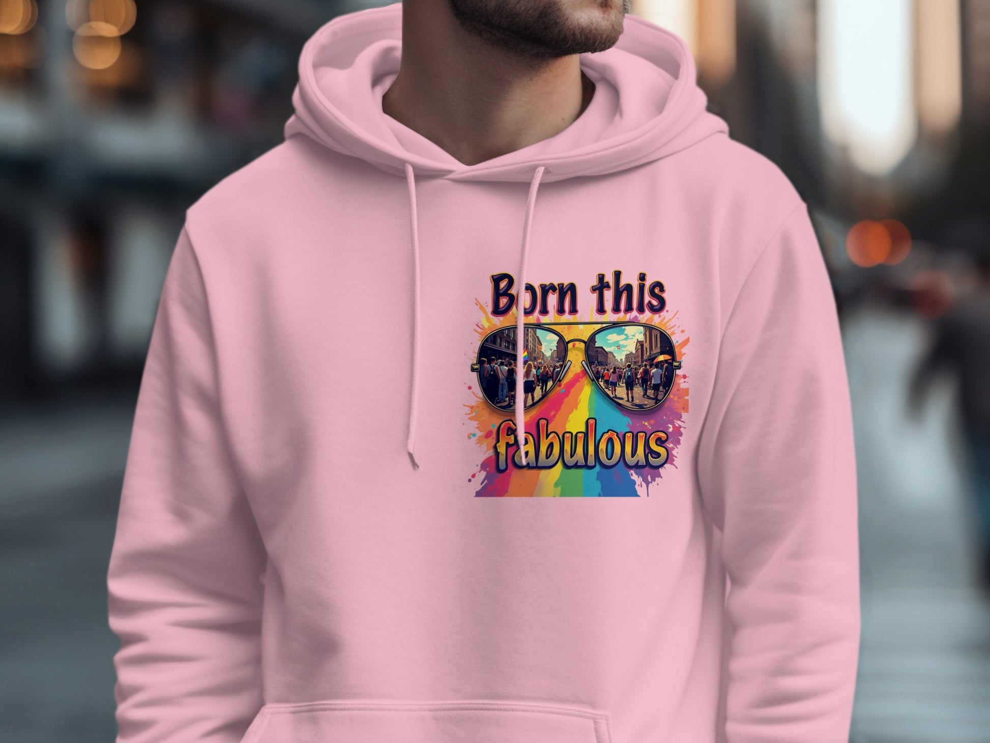 Born this fabulous rainbow hoodie product type