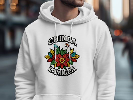 Chinga La Migra Colorful Floral Design Hoodie product