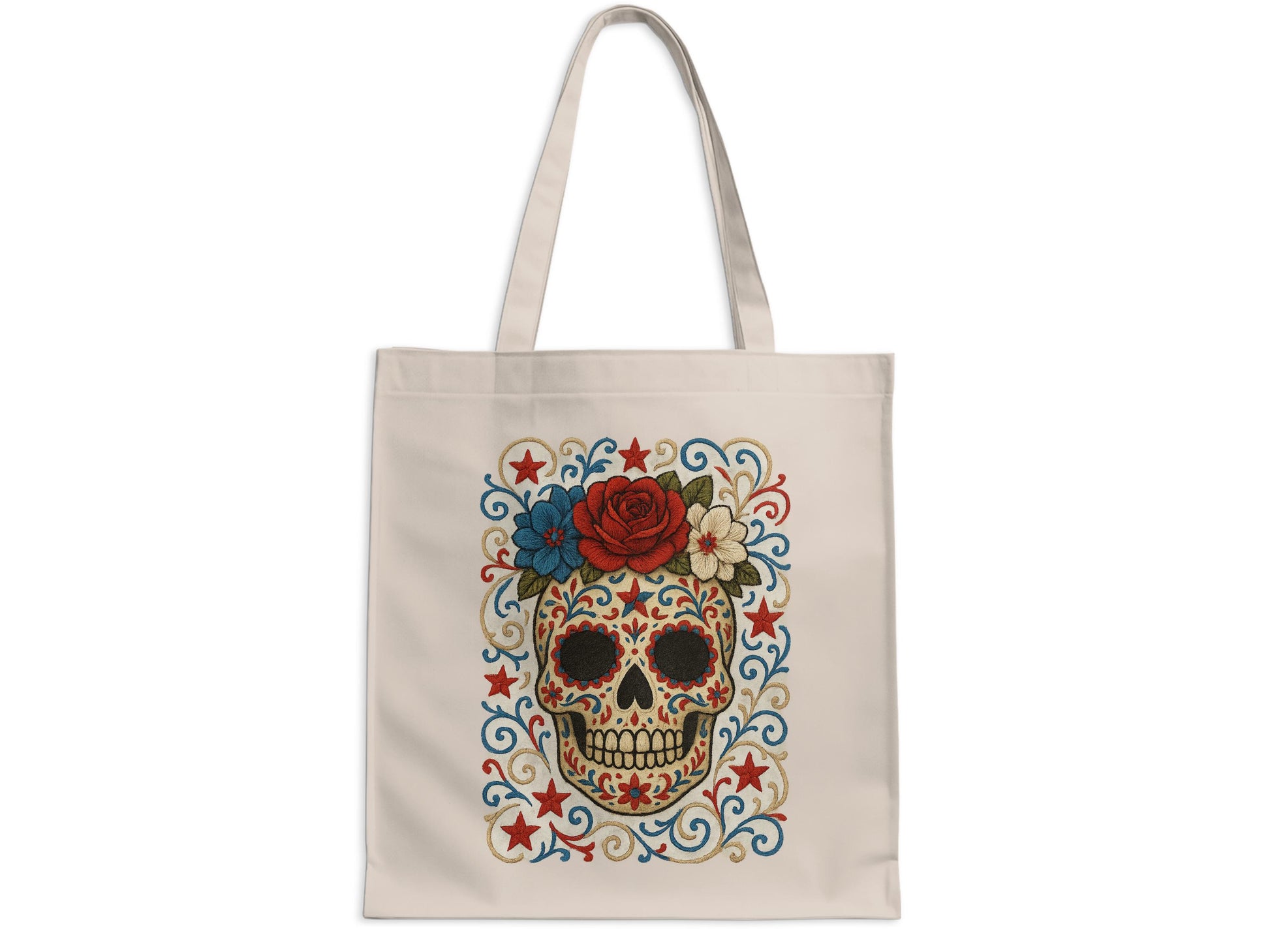 Colorful Skull and Rose Design Tote Bag Product