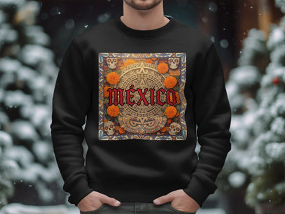 Intricate Mexico Skull Artwork Black Sweater product