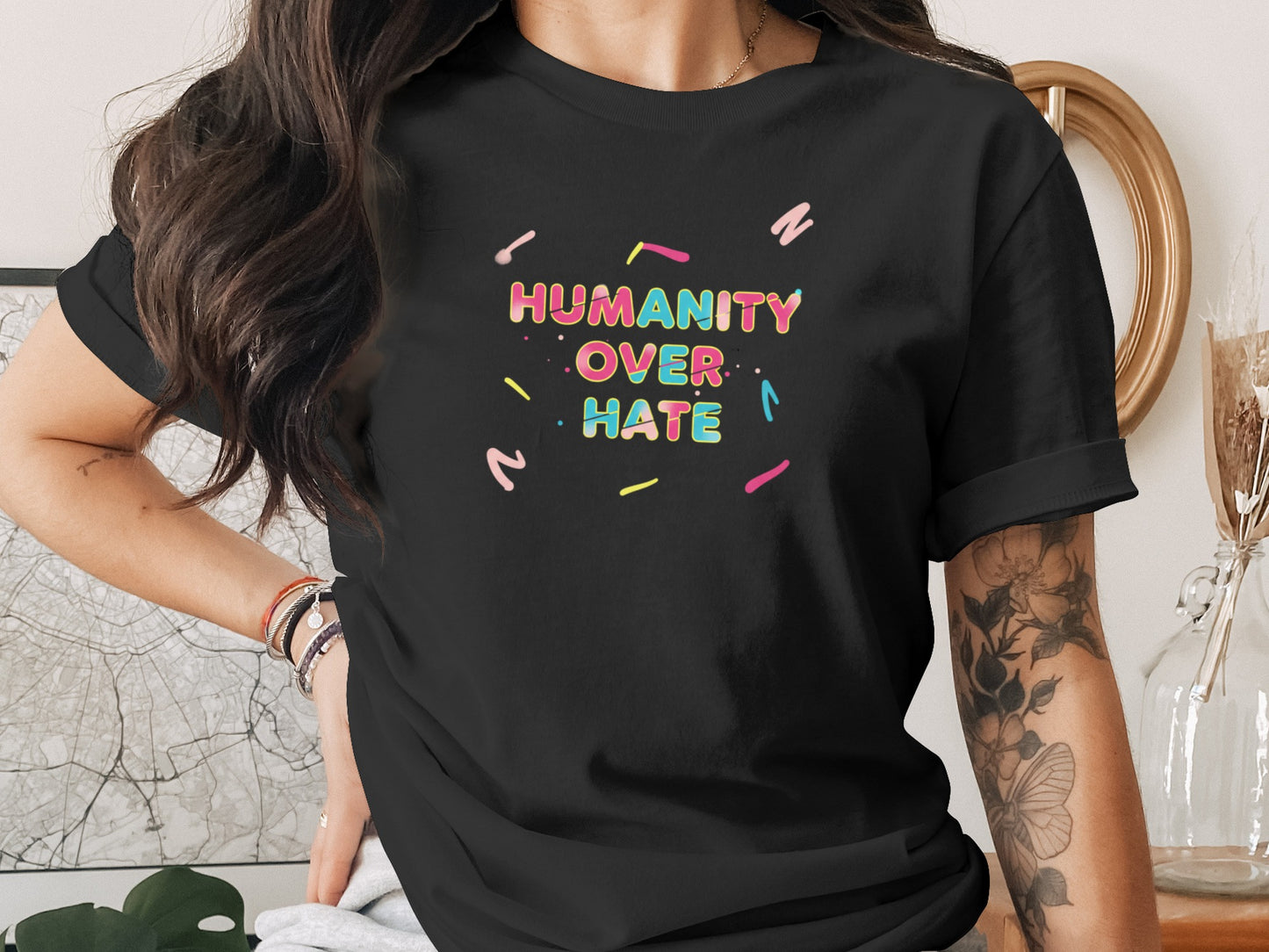 Humanity Over Hate Colorful Design Shirt