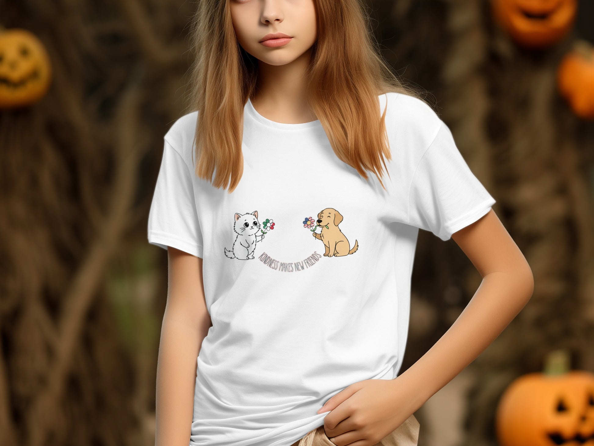 Cute Cats and Dogs Graphic T-Shirt