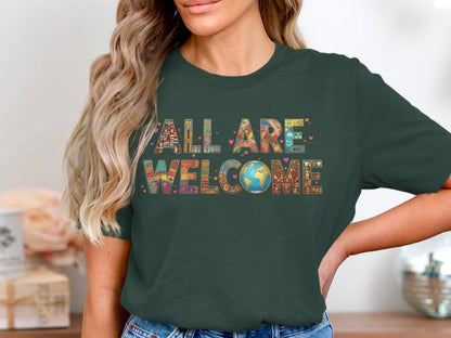 All Are Welcome Graphic Tee Inclusion Shirt