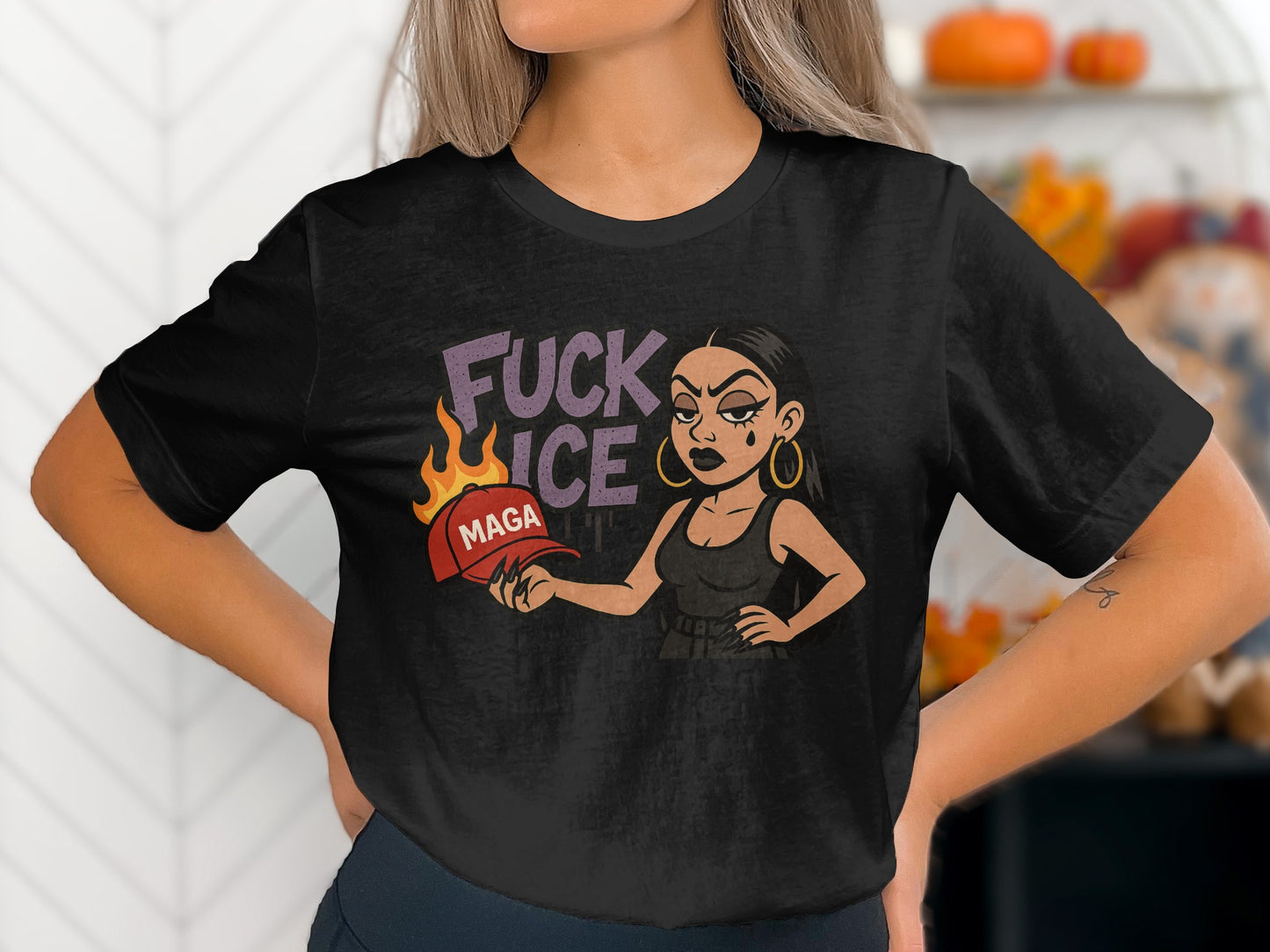Anti ICE Statement T-shirt with Political Artwork product type