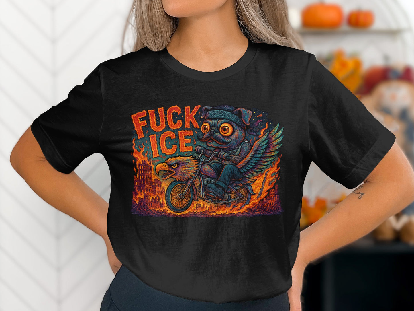 Retro Style Edgy Owl Graphic Black T-Shirt product