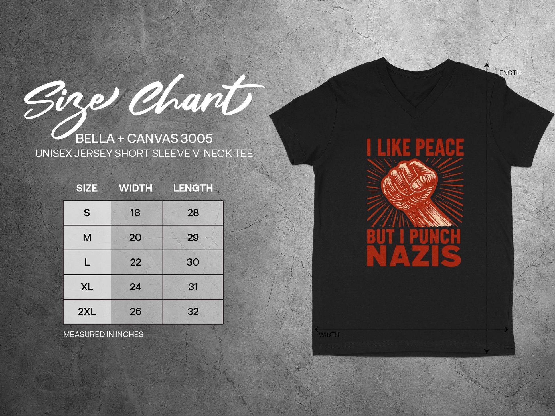 I Like Peace But I Punch Nazis Unisex V-Neck Tee