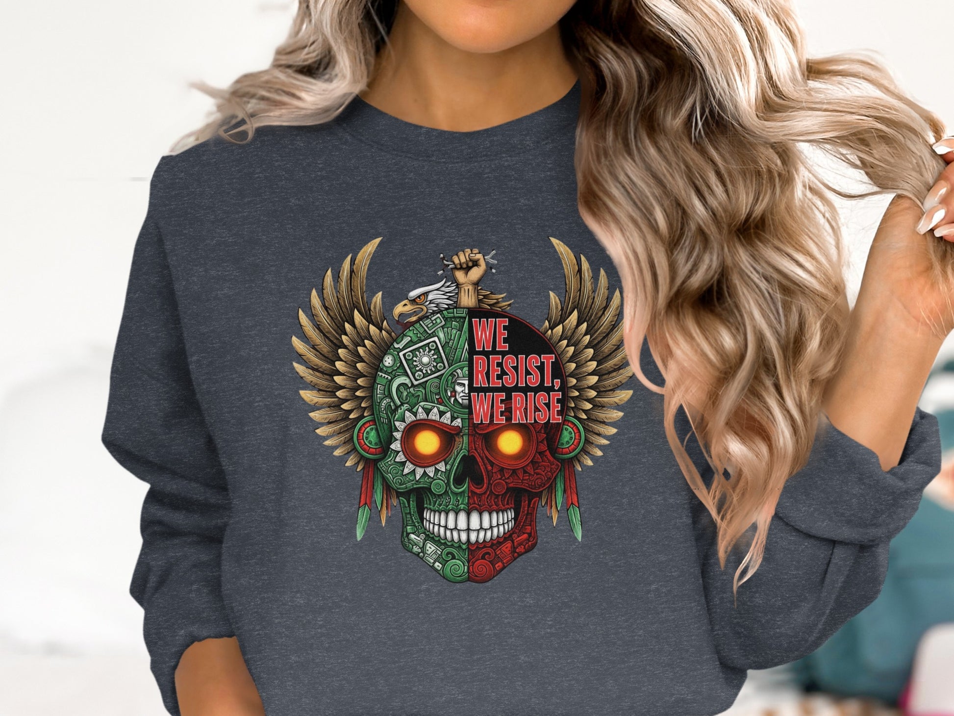 We Resist We Rise Winged Skull Graphic Sweatshirt product