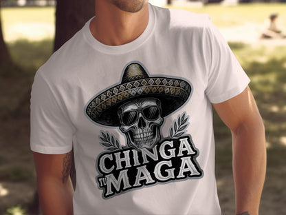 Chinga Tu Maga Skull with Hat Graphic T-Shirt product type