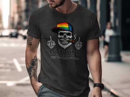 LGBTQ Ally Skull Pride Graphic T-Shirt product