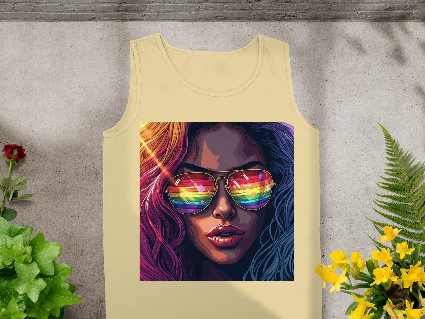 Colorful Sunglasses Reflected in Rainbow Summer Tank product