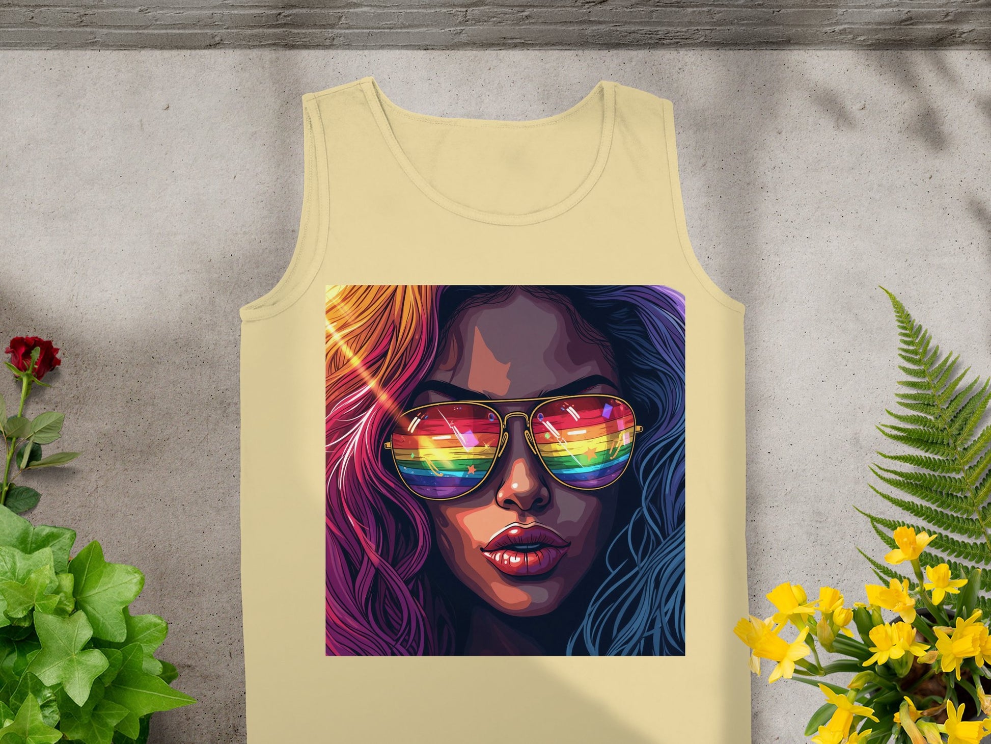 Colorful Sunglasses Reflected in Rainbow Summer Tank product