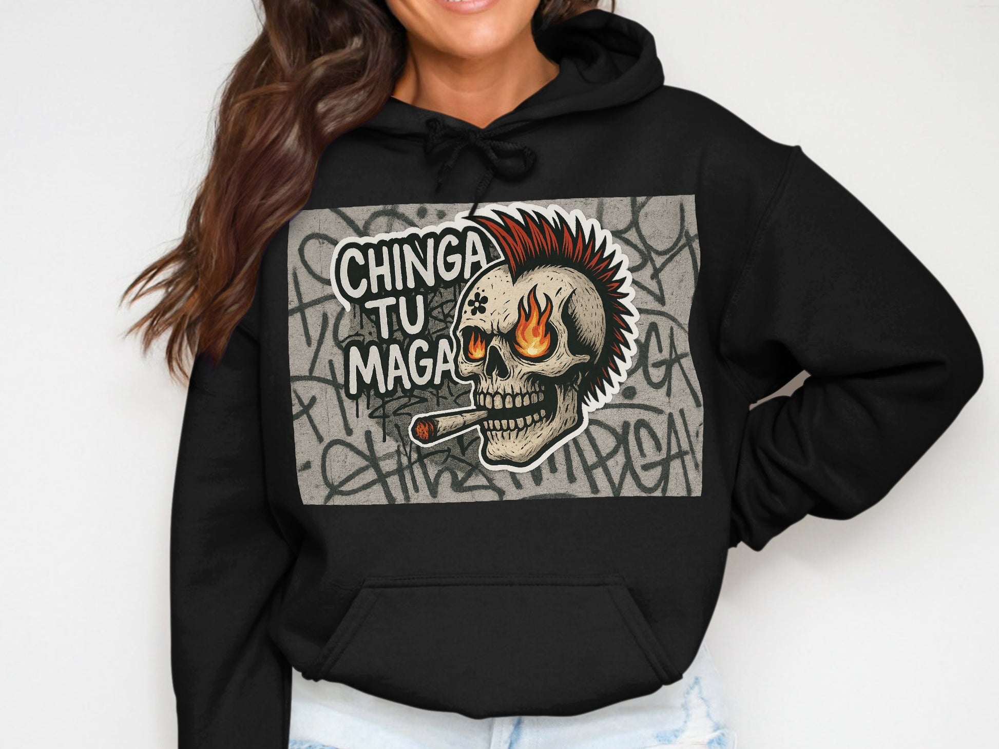 Chinga Tu Maga Hoodie with Unique Skull Design product