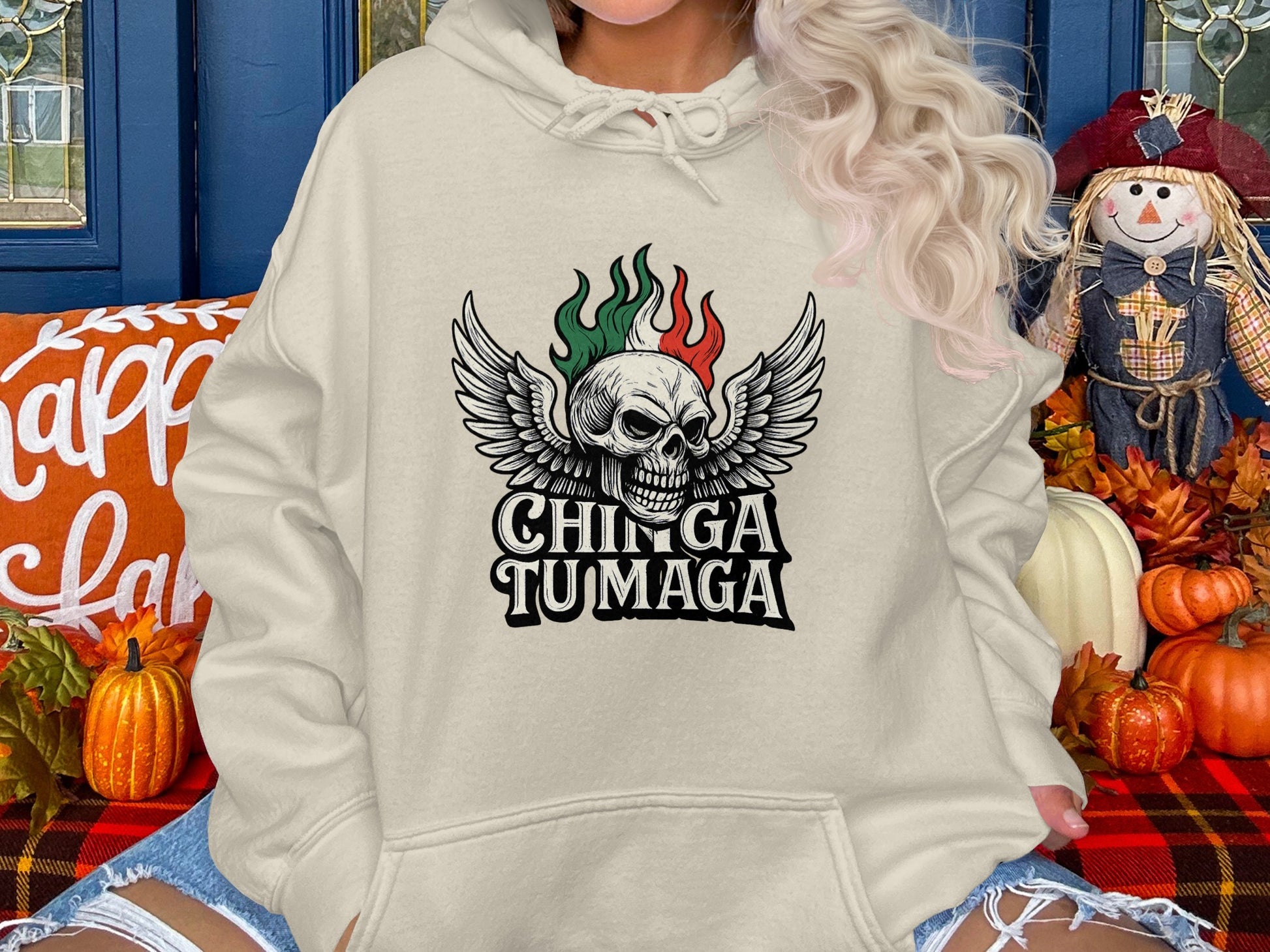 Mexican Skull Design Hoodie Halloween Festive Product