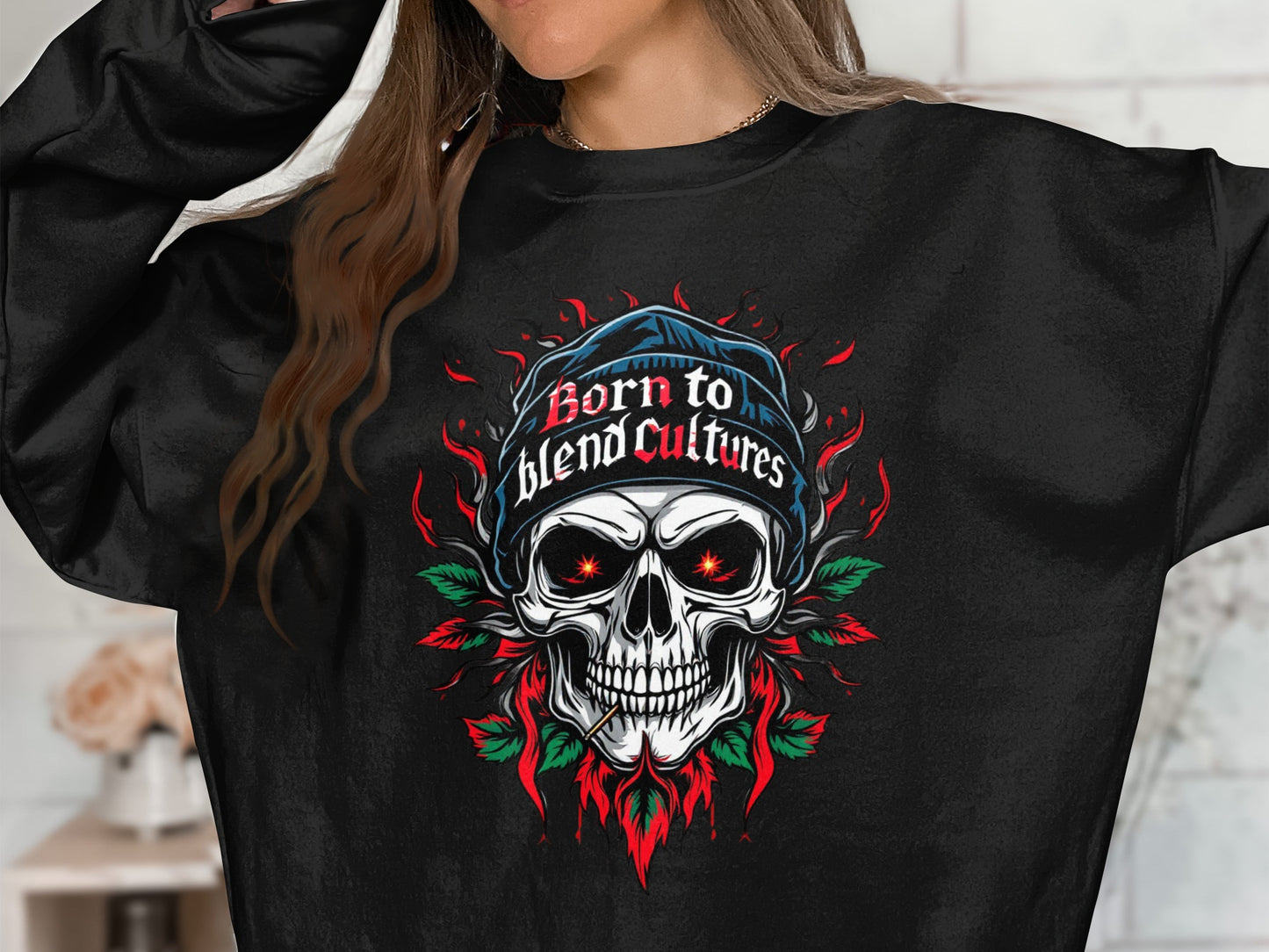 Born to Blend Cultures Skull Graphic Shirt product