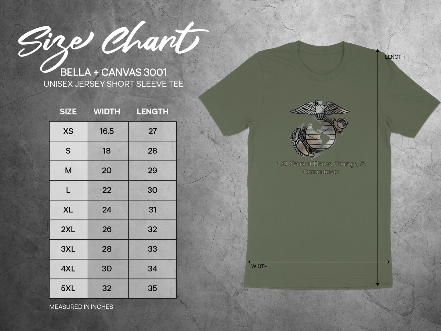Military Inspired 231 Years of Honor Courage and Commitment Tee