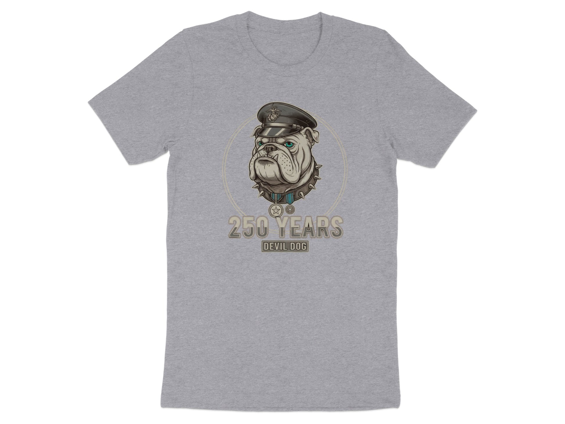 250 Years Devil Dog Bulldog Head T-Shirt