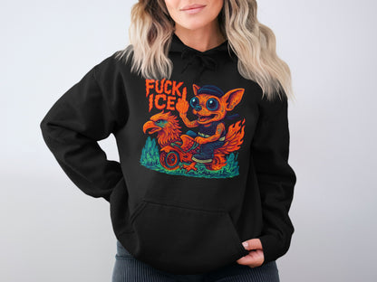 Vibrant Dog and Bird Graphic Black Hoodie product type